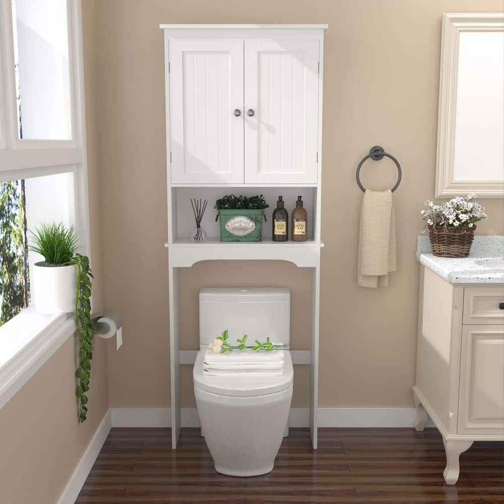 Unbranded 25 in. W x 9 in. D x 66 in. H White Linen Cabinet, Over-the-Toilet Cabinet, Bathroom Storage Shelf Over Toilet (1)