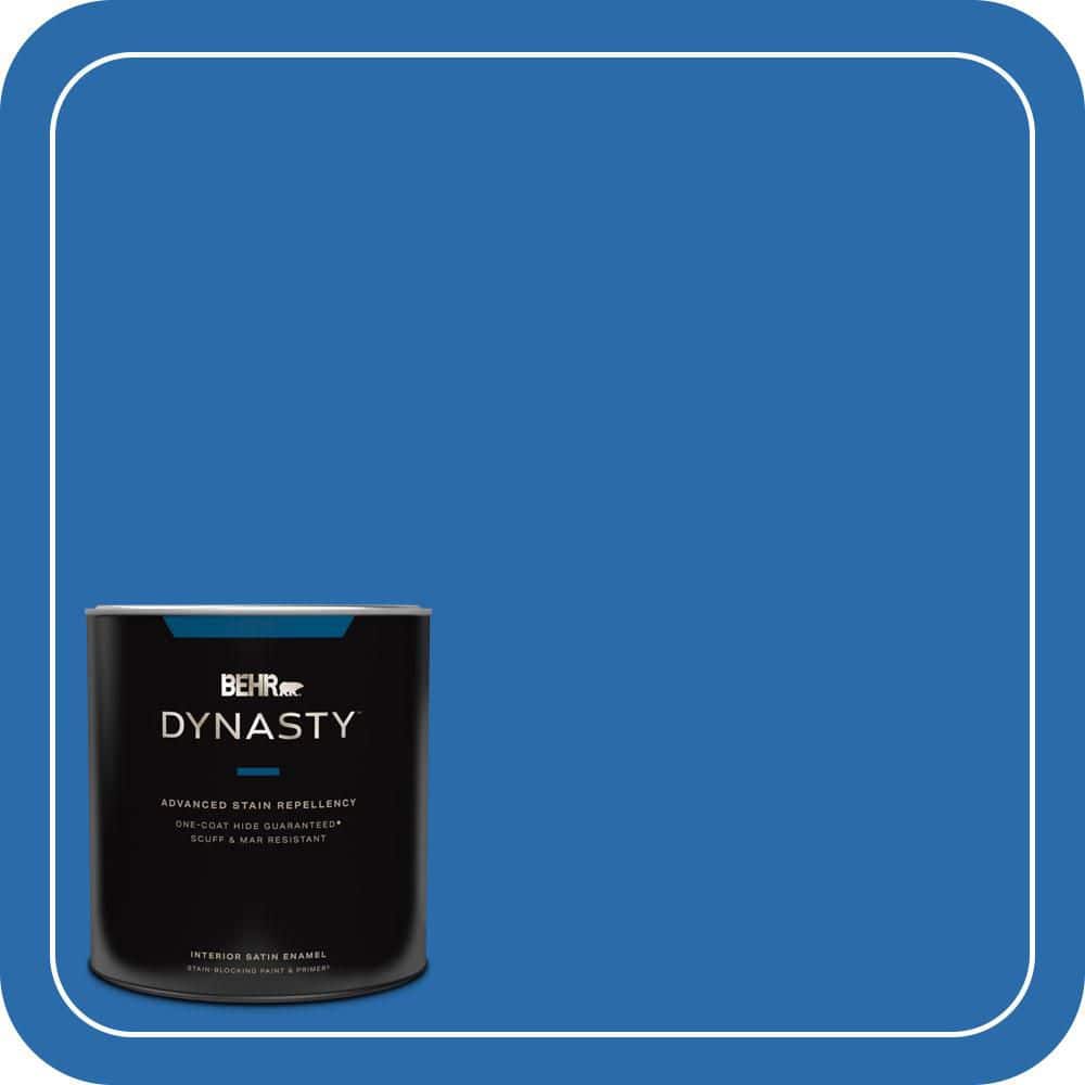 BEHR DYNASTY 1 qt. #MQ4-24 Electric Blue One-Coat Hide Satin Enamel Interior Stain-Blocking Paint & Primer