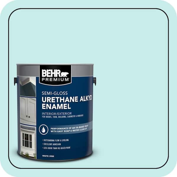 BEHR PREMIUM 1 gal. #P460-1 Morning Sky Urethane Alkyd Semi-Gloss Enamel Interior/Exterior Paint (2)