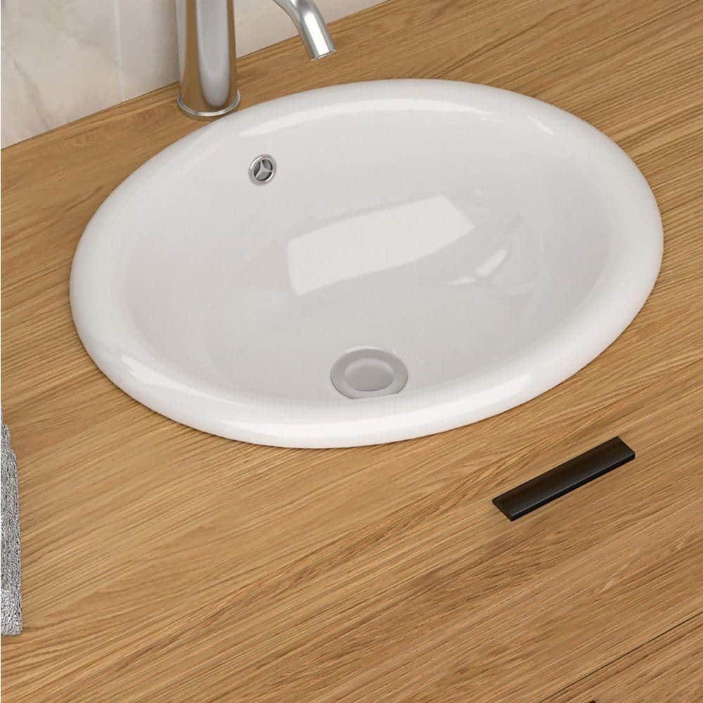 Timussi 17 in. Drop-in Ceramic Bathroom Sink in White (1)
