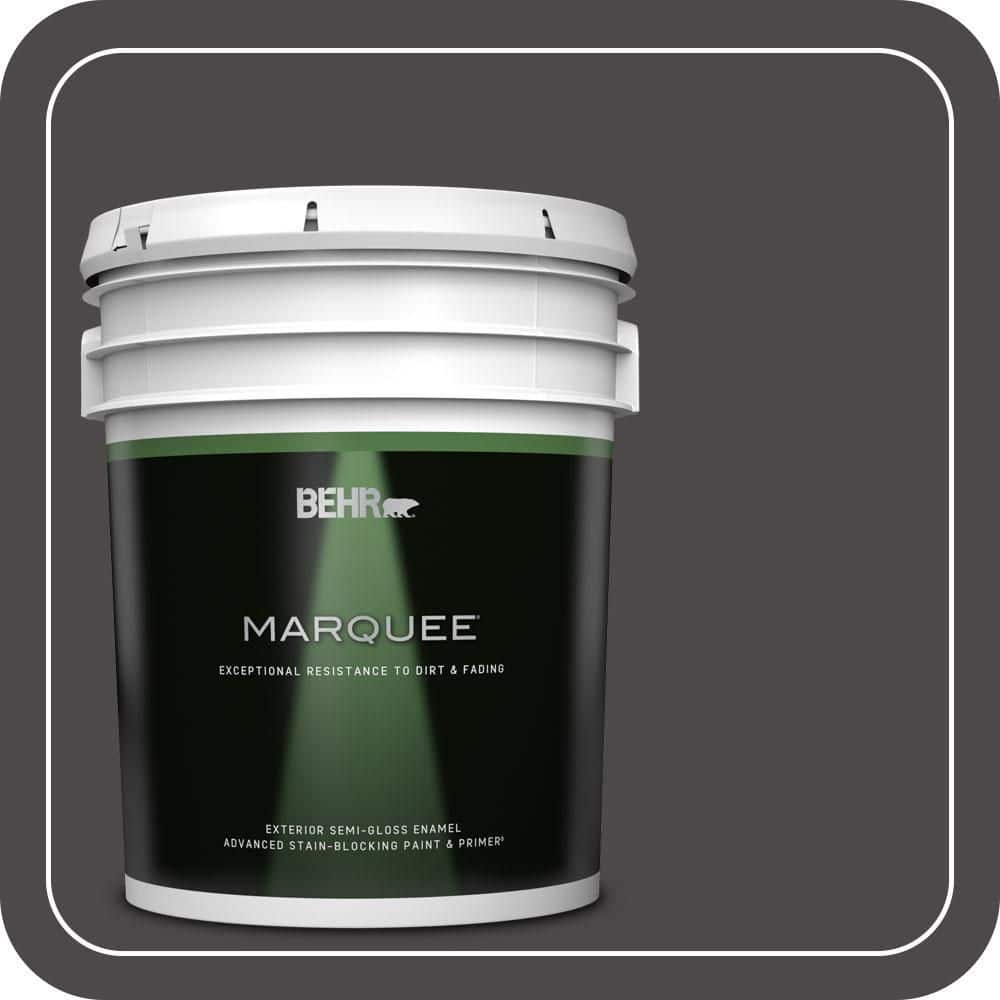 BEHR MARQUEE 5 gal. #N530-7 Private Black Semi-Gloss Enamel Exterior Paint & Primer