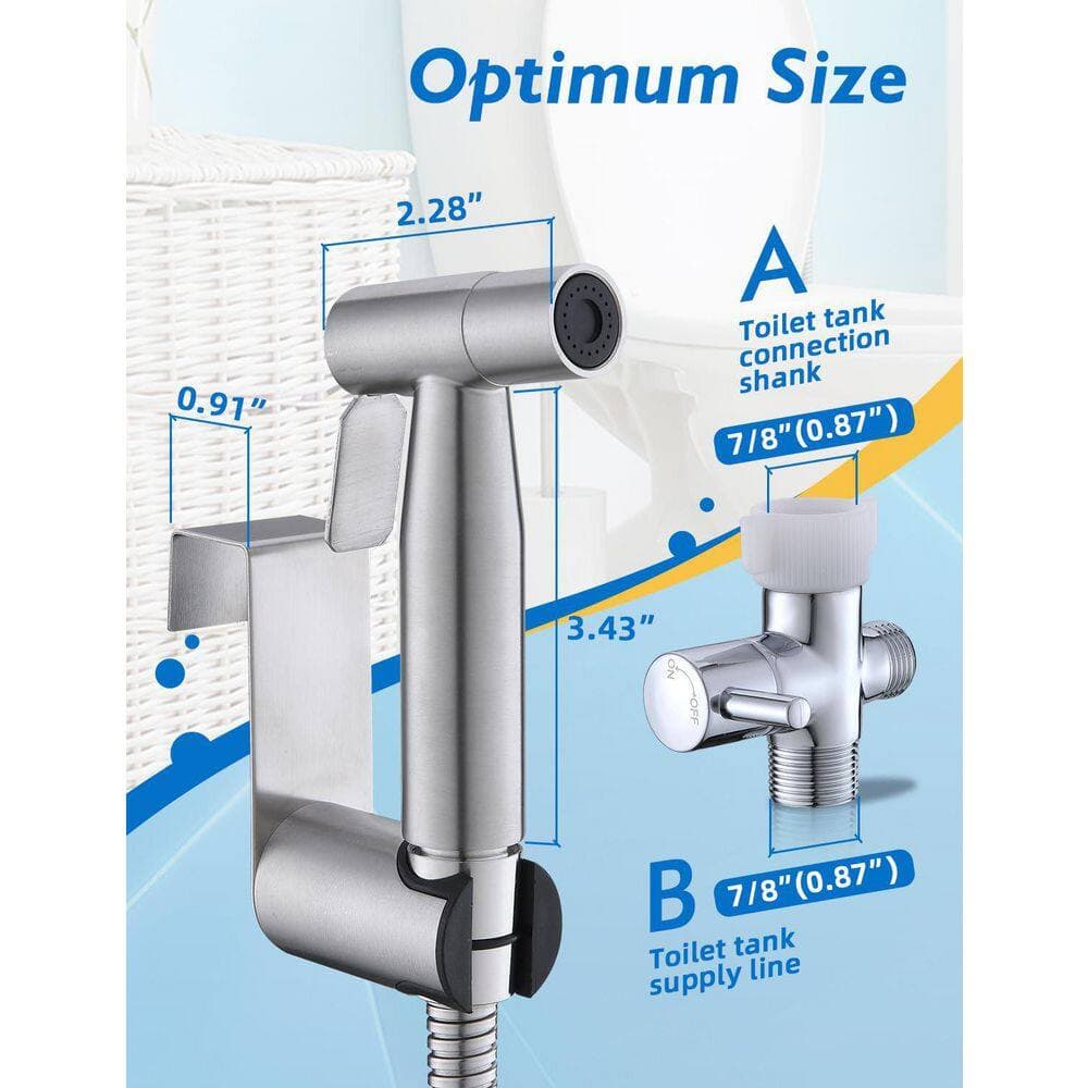 Wudkey Handheld Bidet Sprayer for Toilet, Adjustable Cloth Diaper Sprayer Bidet Attachment for Toilet, Brushed Nickel (2)