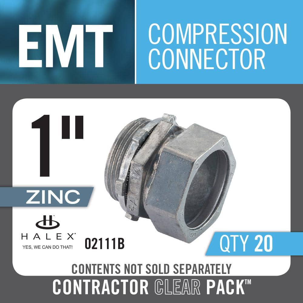 Halex 1 in. Standard Fitting Electrical Metallic Tube Compression Connectors (20-Pack) (3)