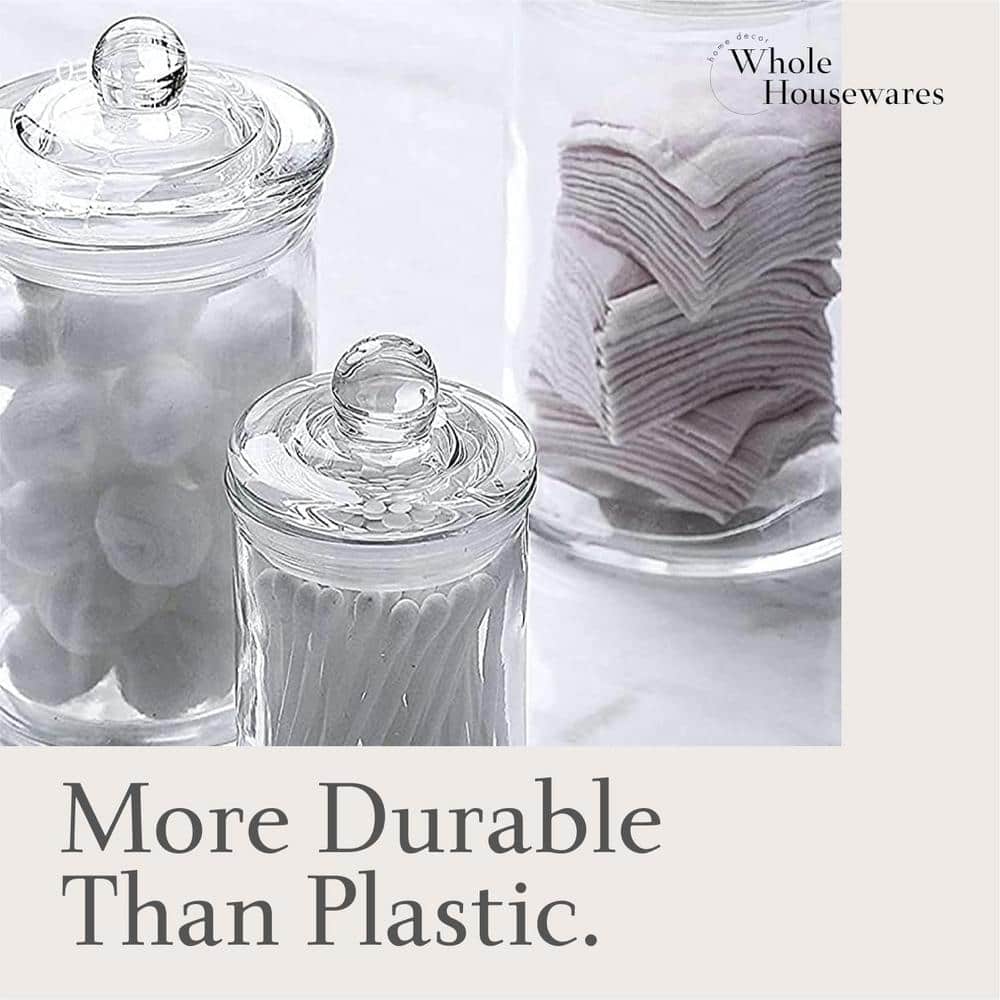 Adrinfly 3Set of Bathroom Premium Glass Storage Container Apothecary Jars with Decorative Crystal for Kitchen or Bathroom (3)