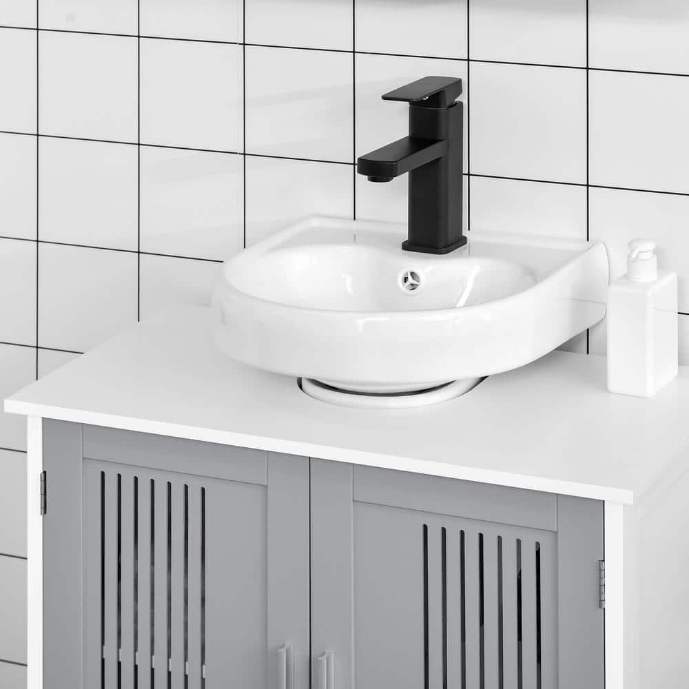 Tileon 23.5 in. W x 11.75 in. D x 23.5 in. H Bath Vanity Cabinet without Top in Gray, Vanity Cabinet with Adjustable Shelves (3)