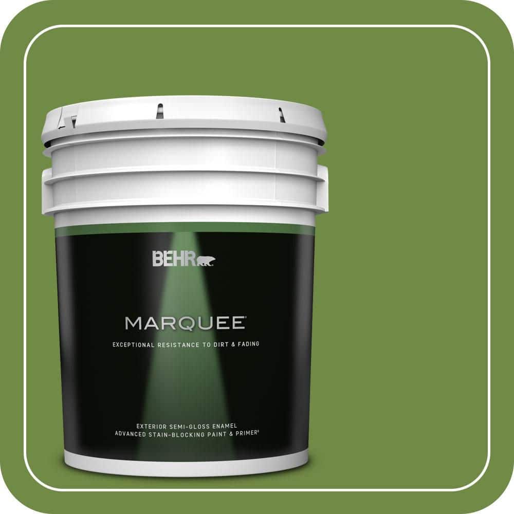 BEHR MARQUEE 5 gal. #S-H-420 Shamrock Semi-Gloss Enamel Exterior Paint & Primer