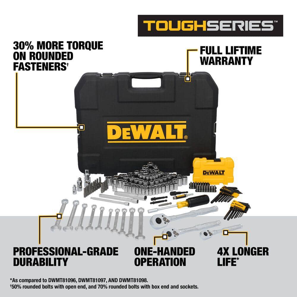DEWALT 1/4 in. 3/8 in. and 1/2 in. Drive SAE/Metric Mechanics Tool Set (155-Piece) with Case (2)