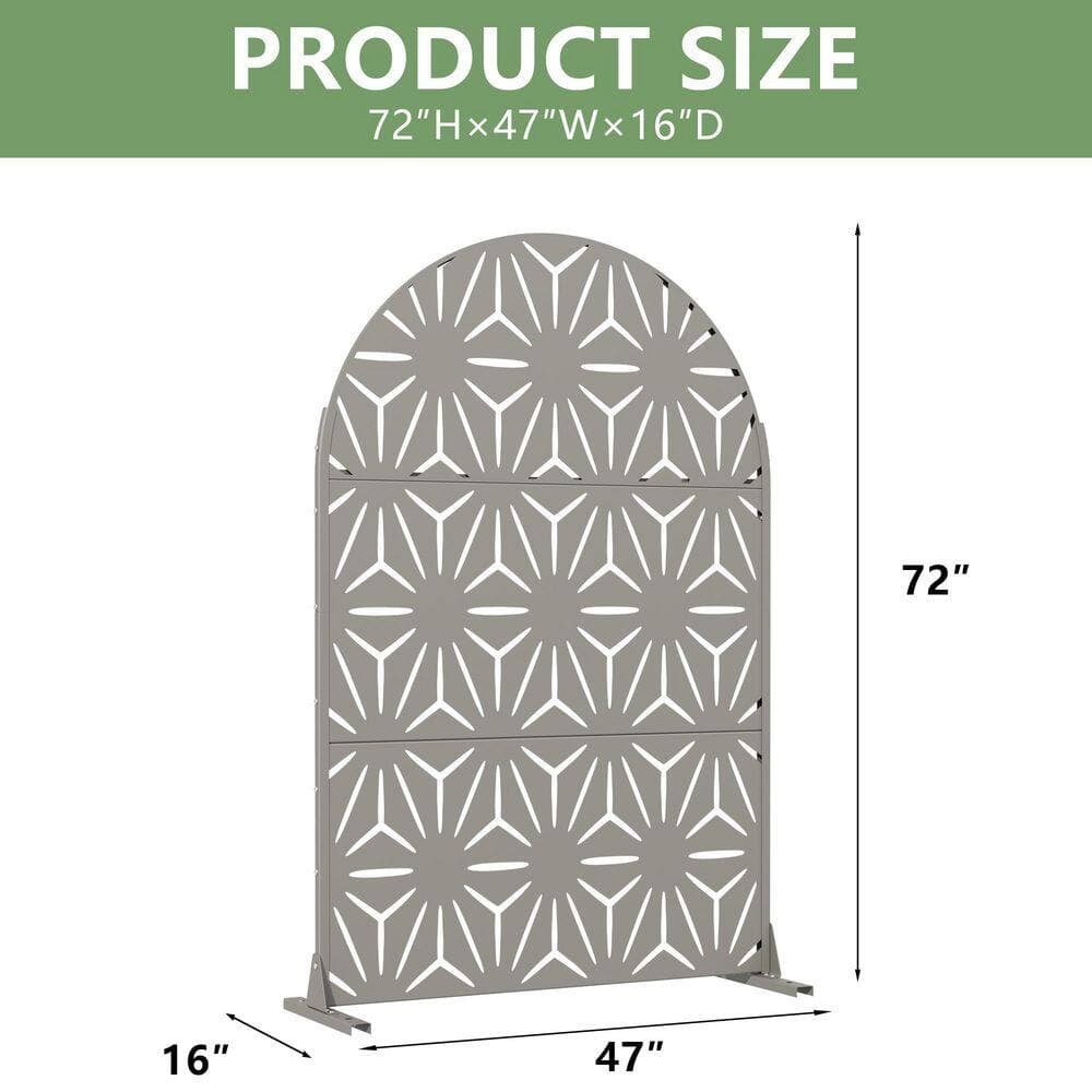 Dovelina 16 in. L x 72 in. H x 47 in. W Gray Arched Galvanized Metal Wall Sculptures Outdoor Privacy Screens Garden Fence (3)