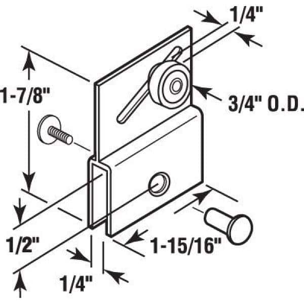 Prime-Line Frameless Sliding Shower Door Top Bracket, 3/4 in., Flat Plastic Wheel, Steel Ball Bearings (2)