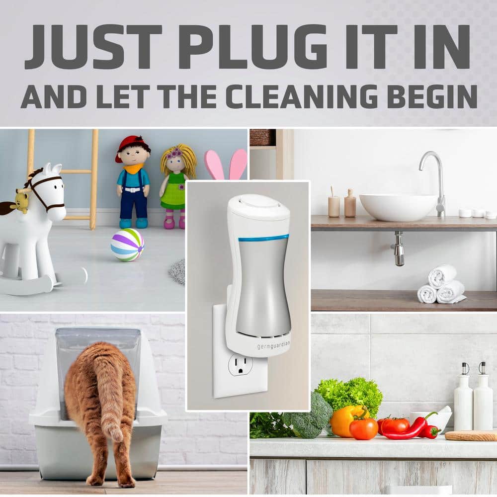 GermGuardian Pluggable UV-C UV-C Air Purifier 7.5 in. White for Home, Odors, Viruses, VOCs, Odors and Mold Spores (3)