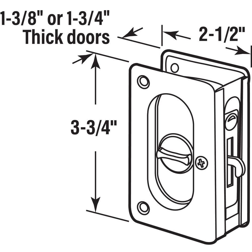 Prime-Line 3-3/4 in, Polished Brass, Pocket Door Privacy Lock with Pull (2)