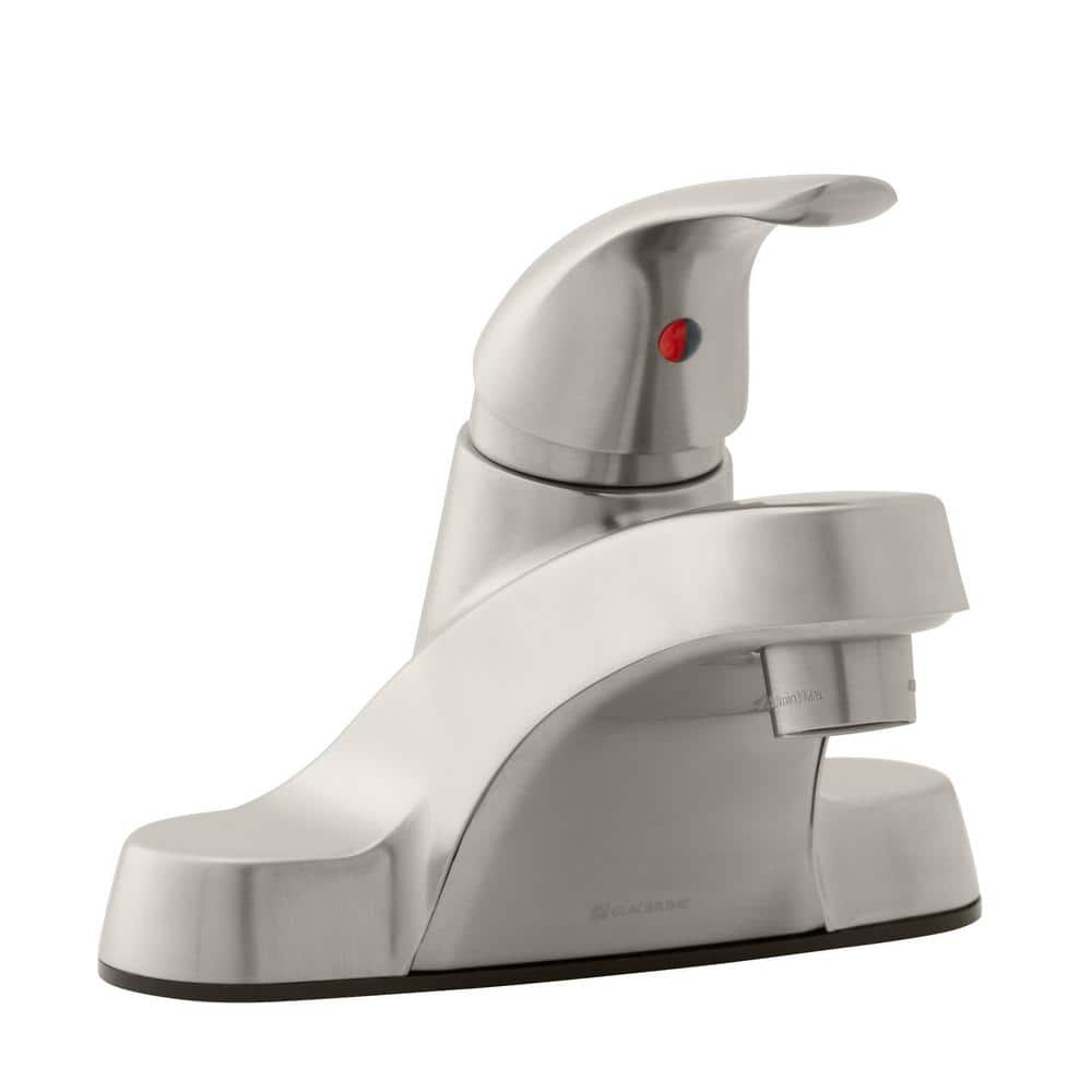 Glacier Bay Aragon 4 in. Centerset Single Handle Low-Arc Bathroom Faucet in Brushed Nickel