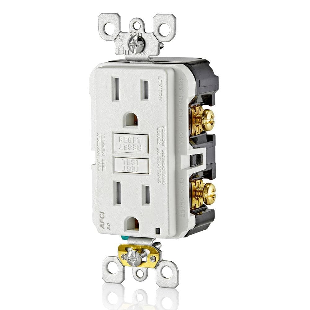 Leviton 15 Amp Tamper Resistant AFCI Outlet, White AFTR1-KW (4)