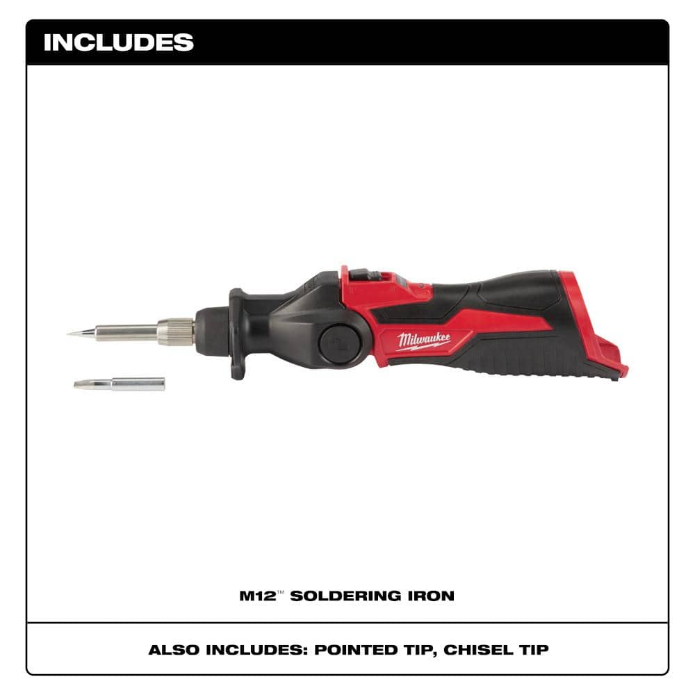 Milwaukee M12 12-Volt Lithium-Ion Cordless Soldering Iron with Compact Battery Pack 2.0Ah and Charger Starter Kit (2)