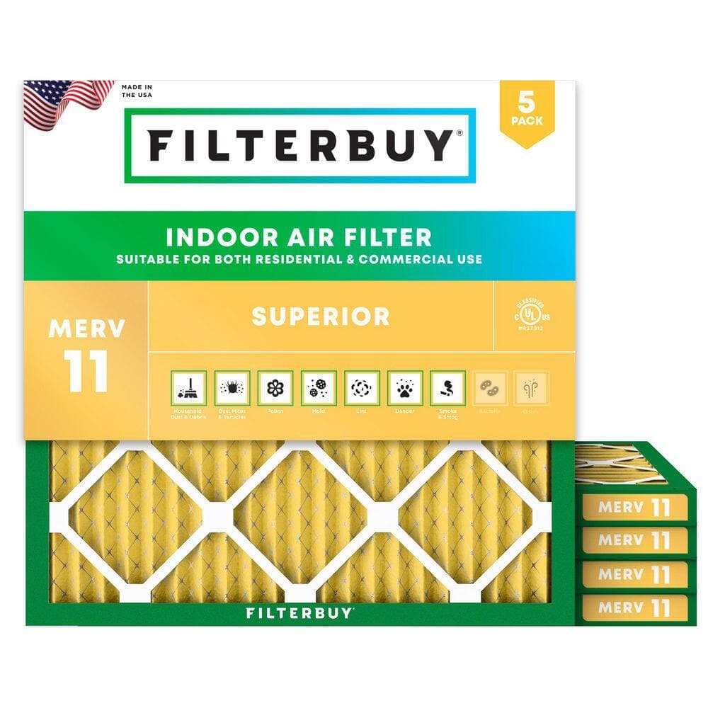 Filterbuy 30 in. x 30 in. x 1 in. MERV 11 (FPR 7) Allergen Defense Pleated HVAC AC Furnace Air Filters Replacement (5-Pack)