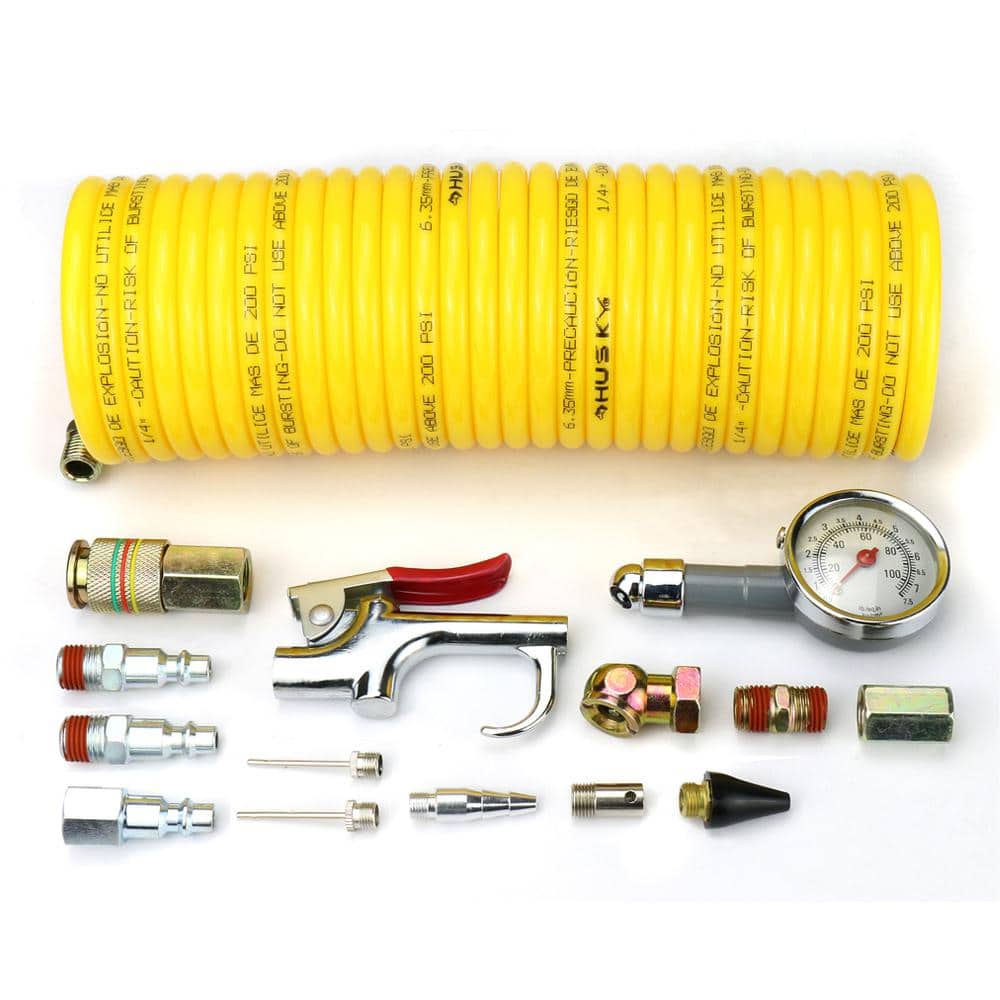 Husky 25 ft. Recoil Nylon Air Hose Kit 15-Piece