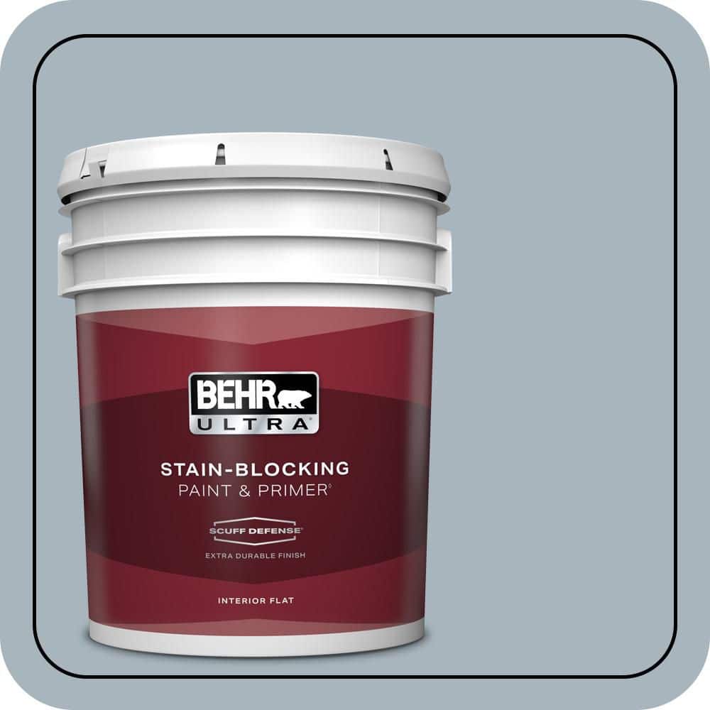 BEHR ULTRA 5 gal. #MQ5-23 Intercoastal Gray Extra Durable Flat Interior Paint & Primer
