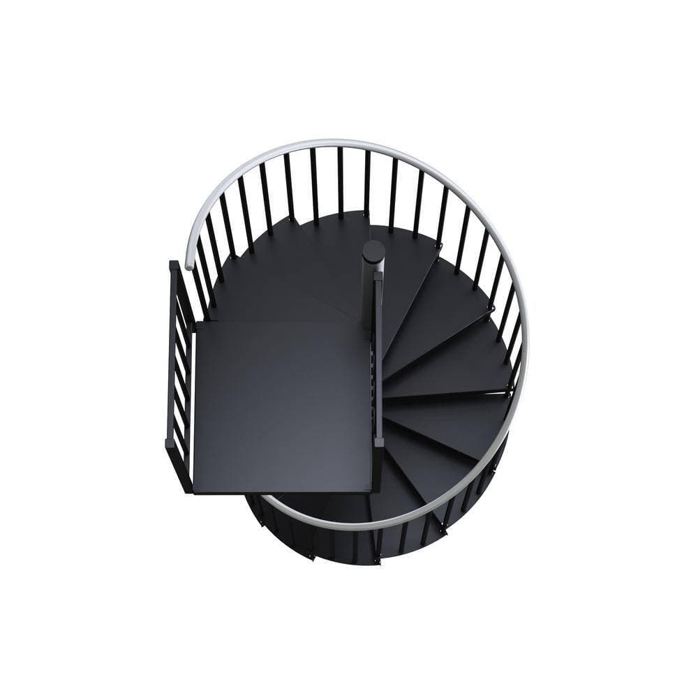 Mylen STAIRS Reroute Prime Interior 60in Diameter, Fits Height 110.5in - 123.5in, 2 42in Tall Platform Rails Spiral Staircase Kit (3)