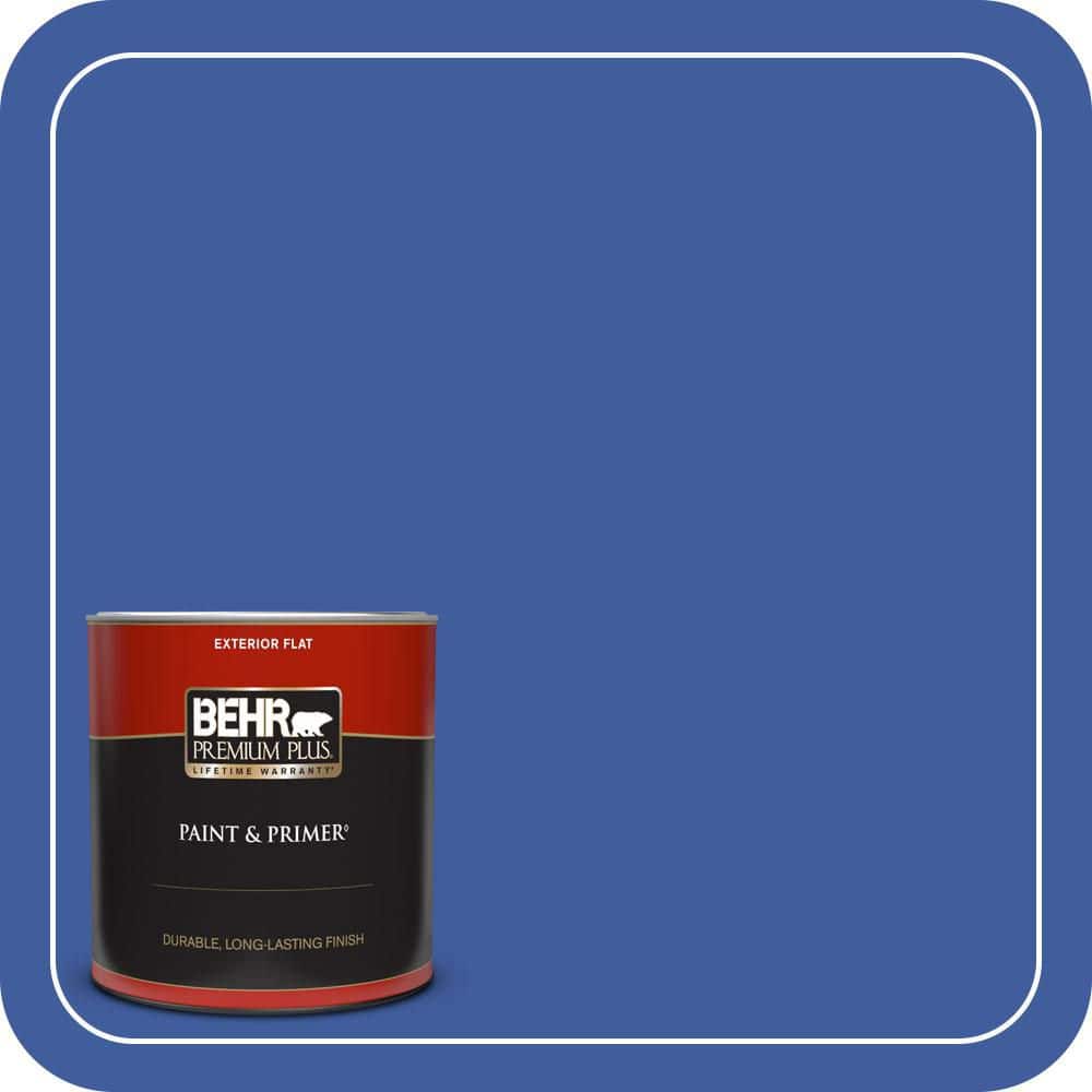 BEHR PREMIUM PLUS 1 qt. #BIC-21 Blue Dahlia Flat Exterior Paint & Primer (1)