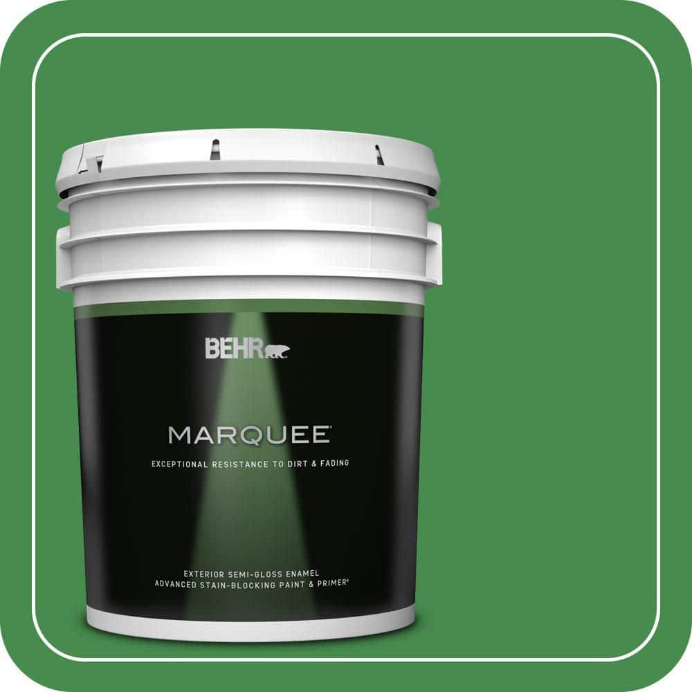 BEHR MARQUEE 5 gal. #MQ4-48 Planet Green Semi-Gloss Enamel Exterior Paint & Primer