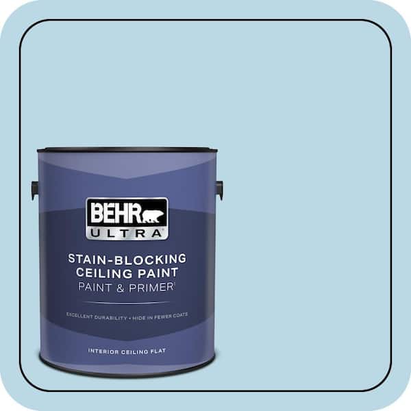 BEHR ULTRA 1 gal. #M490-1 Breezy Blue Ceiling Flat Interior Paint and Primer (2)