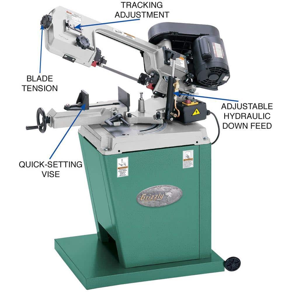 Grizzly Industrial 5 in. x 6 in. 1/2 HP Metal-Cutting Bandsaw w/ Swivel Head (3)