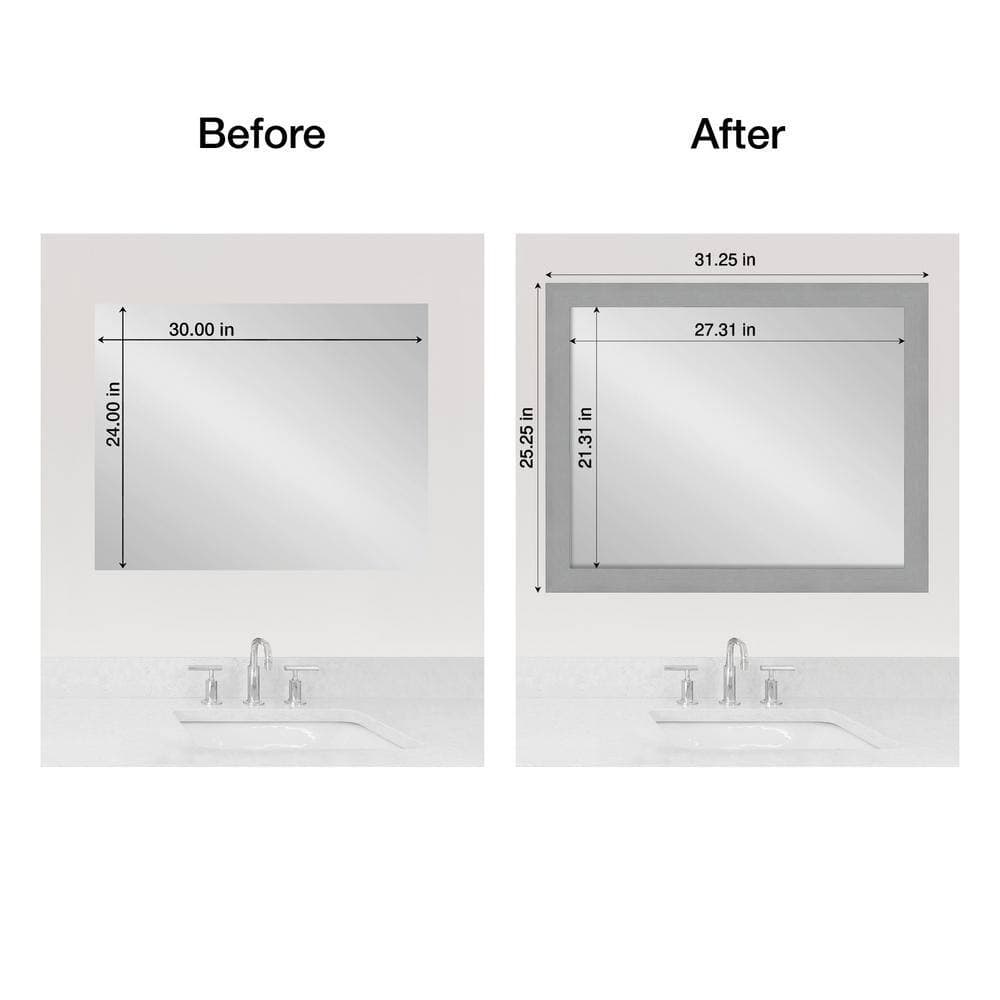 Amanti Art Mirror Makeover Brushed Nickel 25.25 in. W x 31.25 in. H Bathroom Mirror Frame Border Kit-Fits a 24 x 30 Mirror (3)