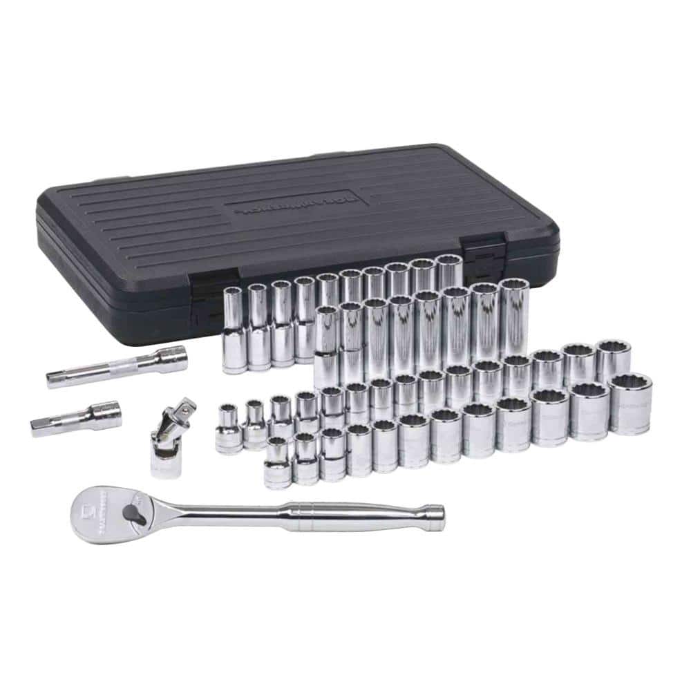 GEARWRENCH 1/2 in. Drive 12-Point Standard & Deep SAE/Metric 90-Tooth Ratchet and Socket Mechanics Tool Set (49-Piece) (1)
