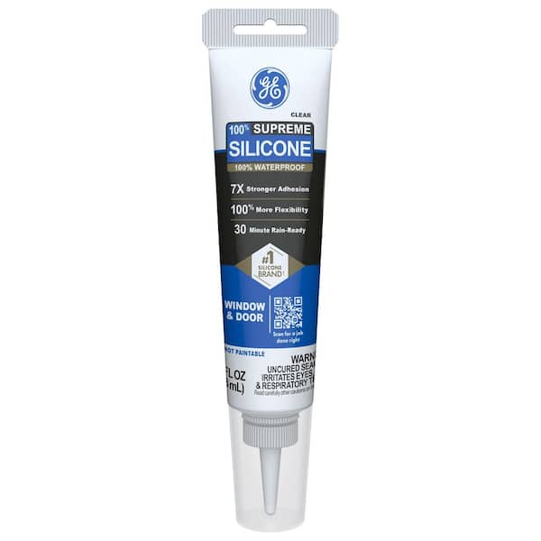 GE Supreme Silicone Caulk 2.8 oz Window and Door Sealant Clear