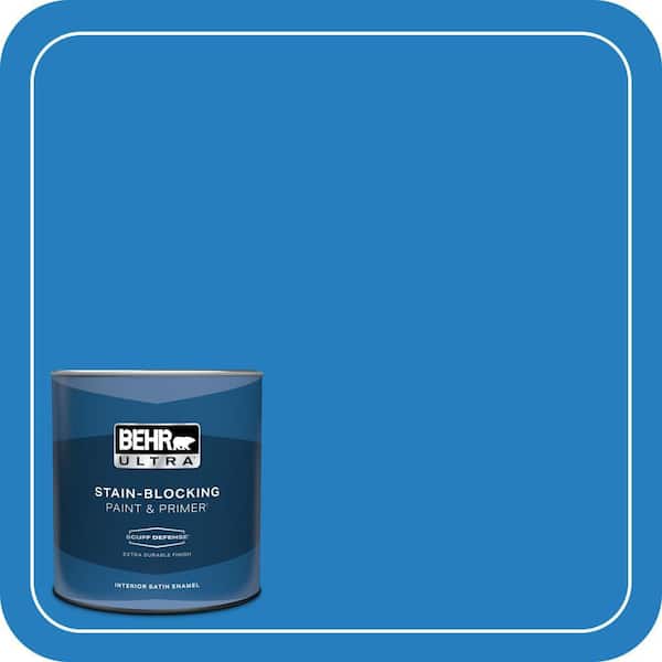 BEHR ULTRA 1 qt. #P510-6 Brilliant Blue Extra Durable Satin Enamel Interior Paint & Primer (2)