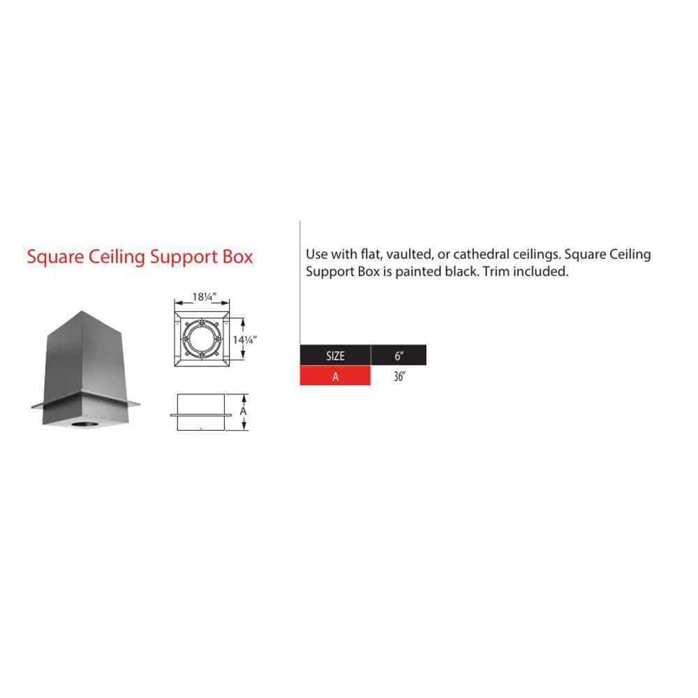 DuraVent DuraPlus All-Fuel Chimney 6in. Diameter Square Ceiling Support Box, 24in. Height (2)