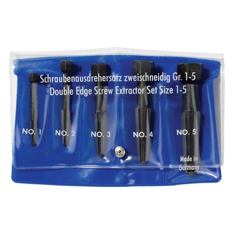 Rennsteig Screw Extractor Double Edged Set 5 Parts (Size 1-5 In Pouch)