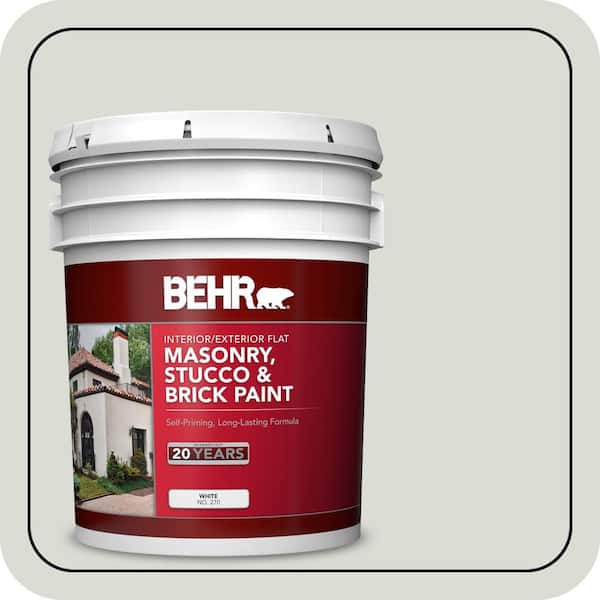 BEHR 5 gal. #BWC-29 Silver Feather Flat Masonry, Stucco and Brick Interior/Exterior Paint (2)