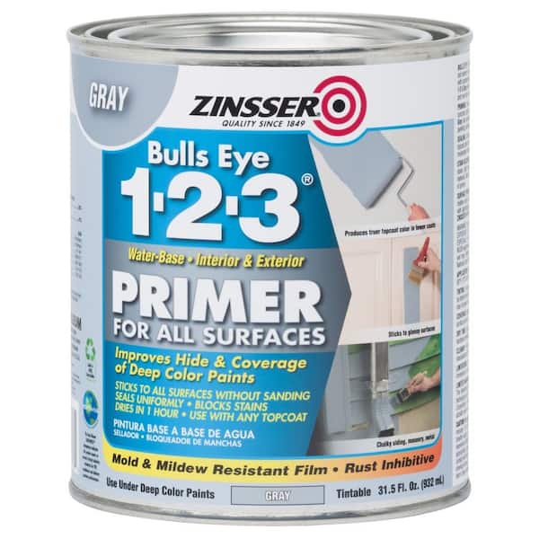 Zinsser Bulls Eye 1-2-3 31.5 oz. Gray Water-Based Interior/Exterior Primer and Sealer (2)