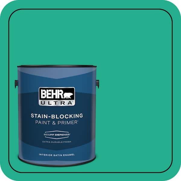BEHR ULTRA 1 gal. #480B-5 Mermaid Song Extra Durable Satin Enamel Interior Paint & Primer (2)