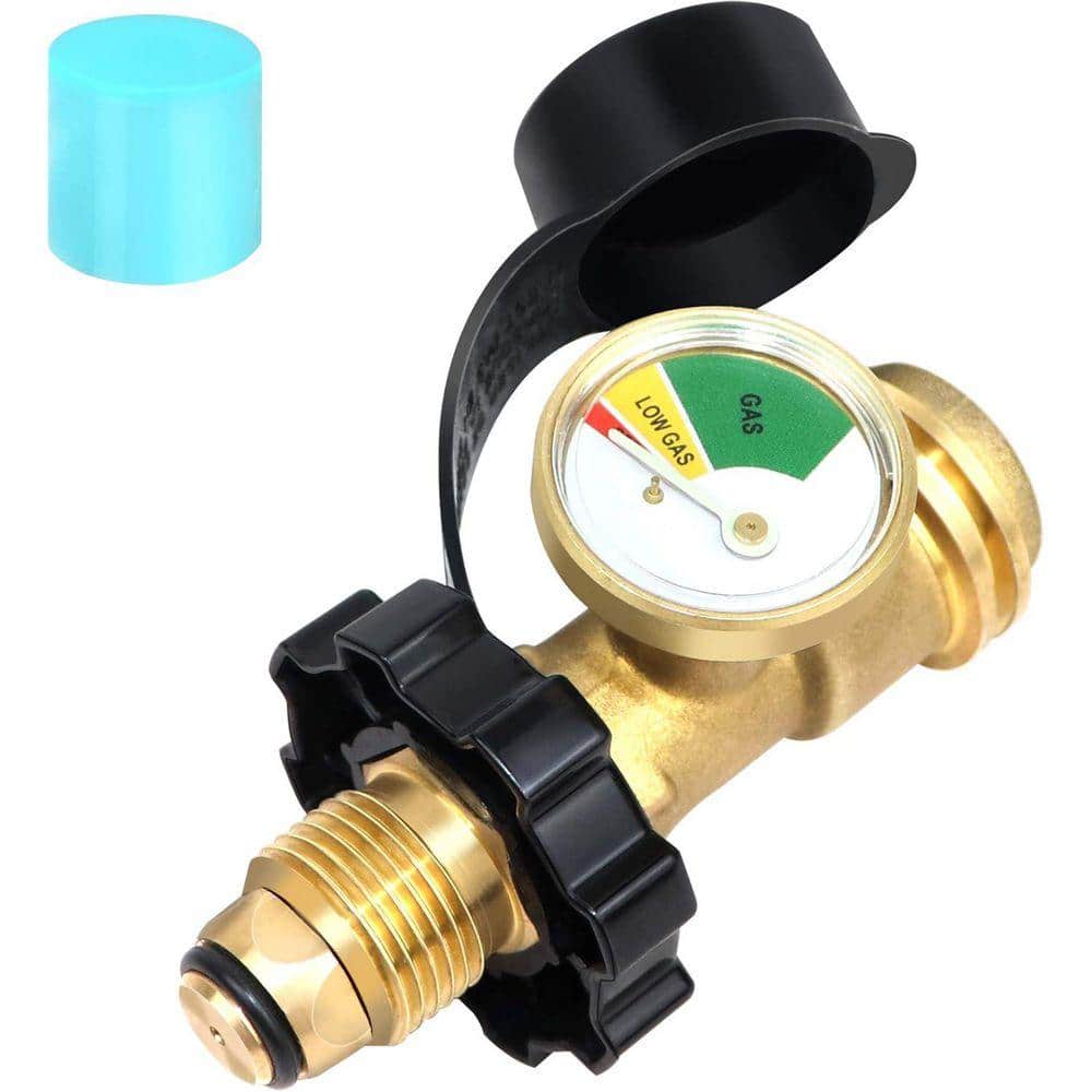 Lukvuzo Propane Tank Adapter Converts POL to QCC1/Type1 with Gauge, Solid Brass, Leak Detection, Easy Installation, Durable (1)