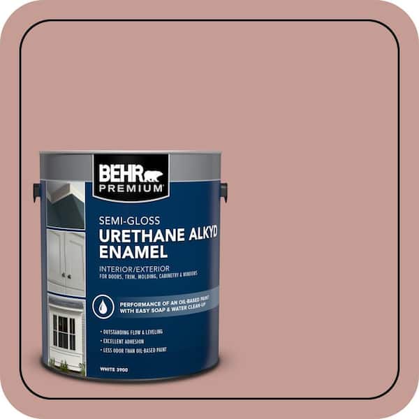 BEHR PREMIUM 1 gal. #S170-4 Retro Pink Urethane Alkyd Semi-Gloss Enamel Interior/Exterior Paint (2)