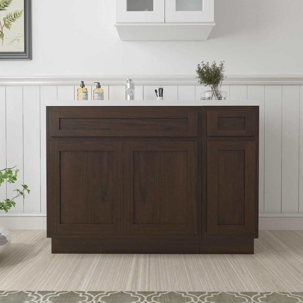 Vanity Art Montclair 45 in. 3-Door and 1-Drawer Freestanding Shaker Bathroom Vanity Cabinet (No Top) in Brown - Unassembled (1)