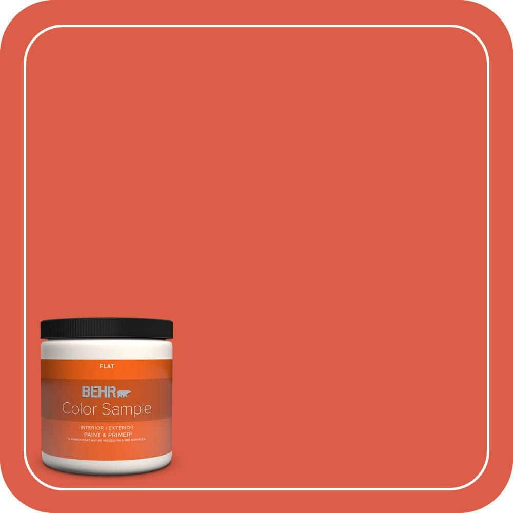 BEHR PREMIUM PLUS 8 oz. #P180-6 Pimento Flat Interior/Exterior Paint & Primer Color Sample (1)