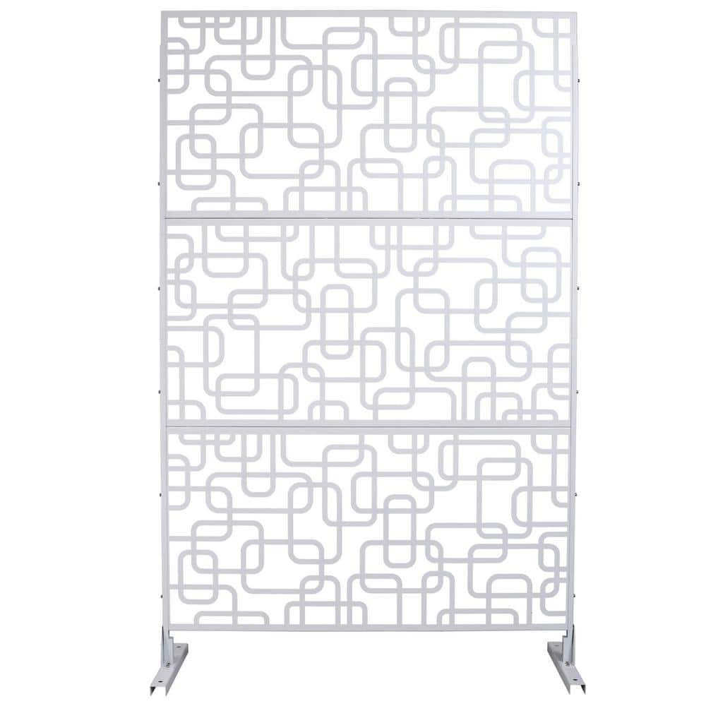 Boosicavelly 48" W x 76" H White Steel Freestanding Privacy Fence Screen for Garden Fence (1)
