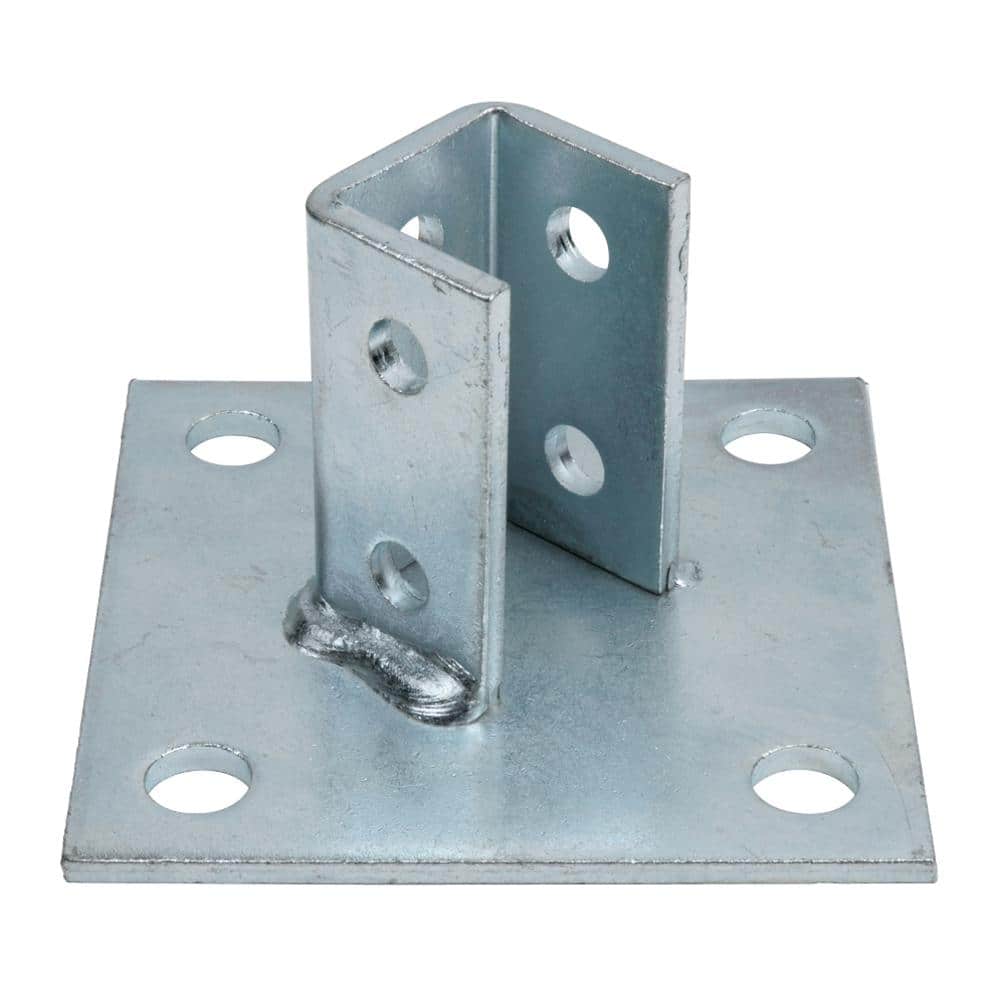 Superstrut 6 in. x 6 in. Steel Square Post Base Connector - Strut Fitting - Silver Galvanized (ZAP232EG-4) (1)