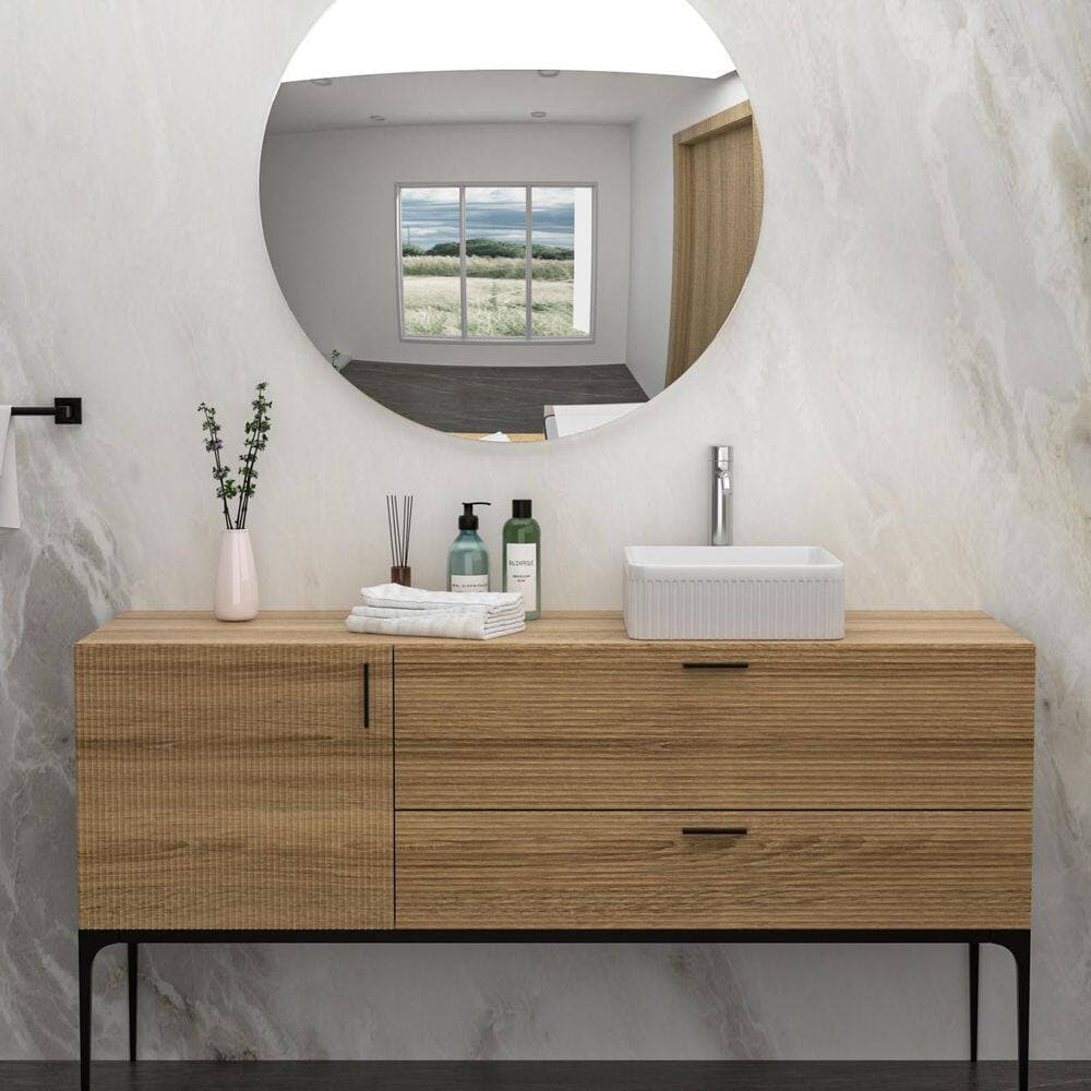 Unbranded PureScape Series 15.69 in. 15.69 in. Above Counter Square Bathroom Sink in White Ceramic with Stain-Resistant (3)