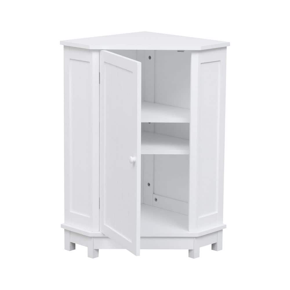 Qualler 17.5 in. W 17.5 in. D 31.4 in. H Wood Triangle Corner Linen Cabinet with Adjustable Shelf (4)
