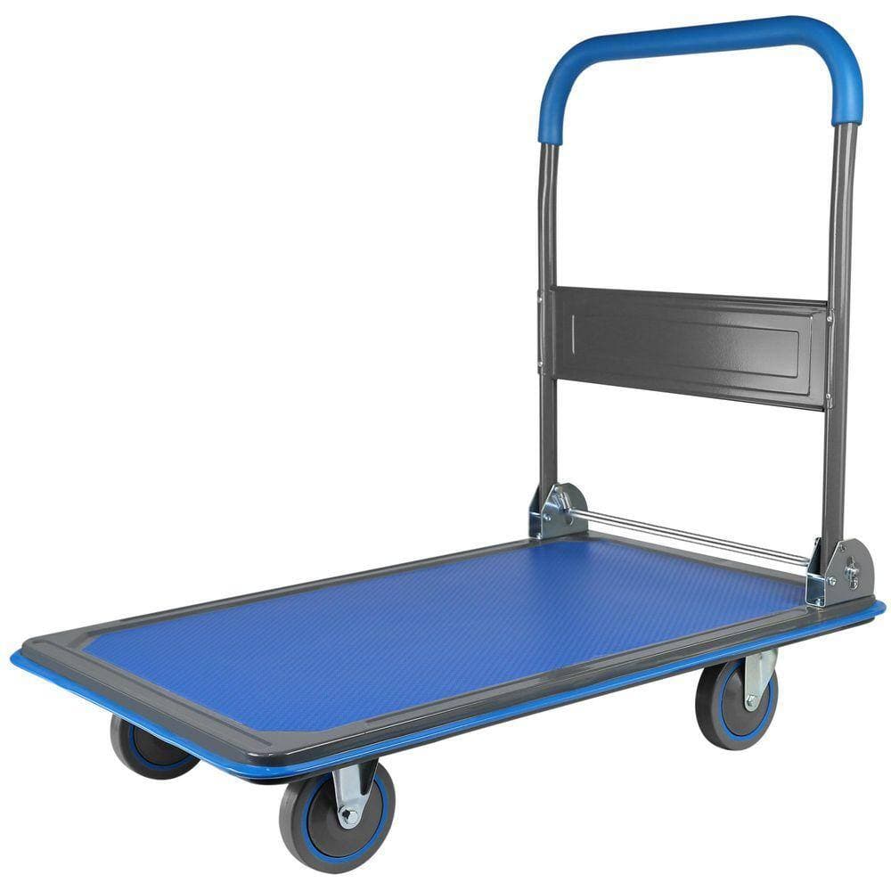 Cesicia 660 lb. Capacity Foldable Push Cart Hand Truck-Blue and Gray (3)