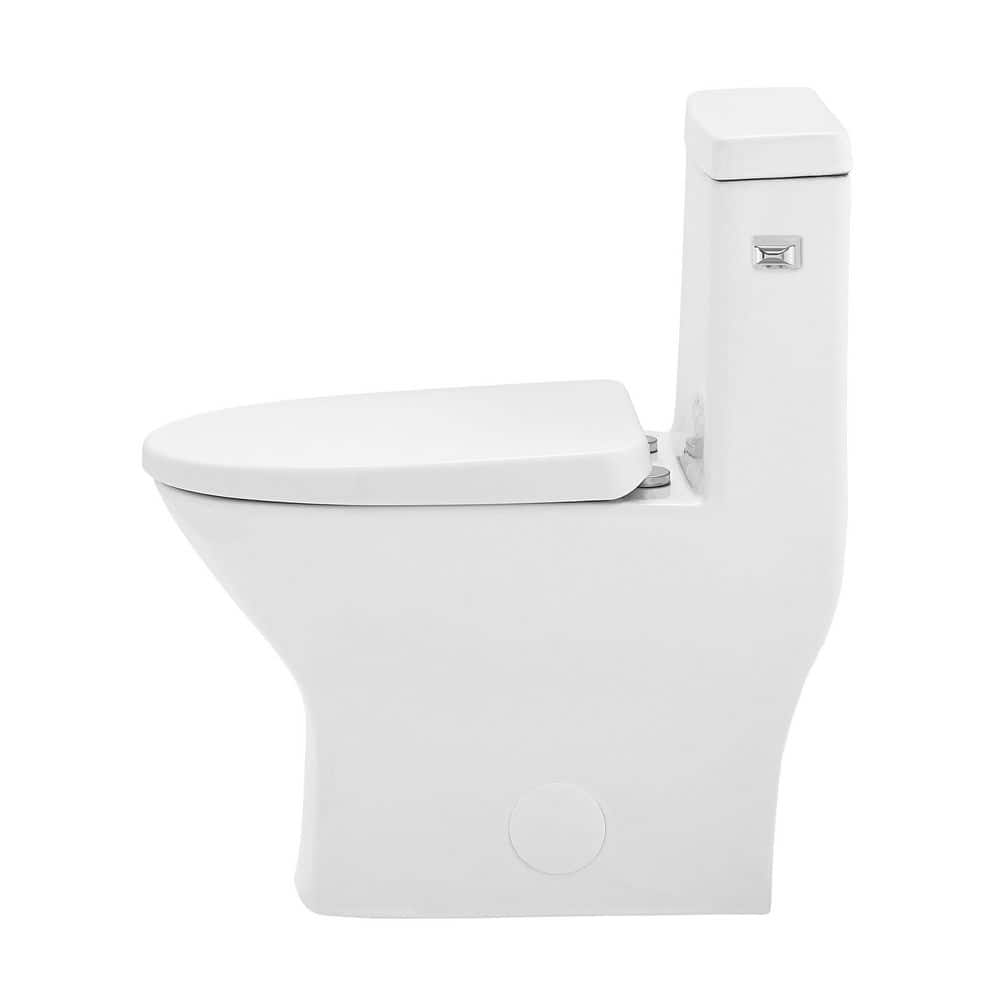 Swiss Madison MacKenzie One-Piece 10 in. Rough-in 1.28 GPF Right-Hand Single Flush Round Toilet in Glossy White (2)
