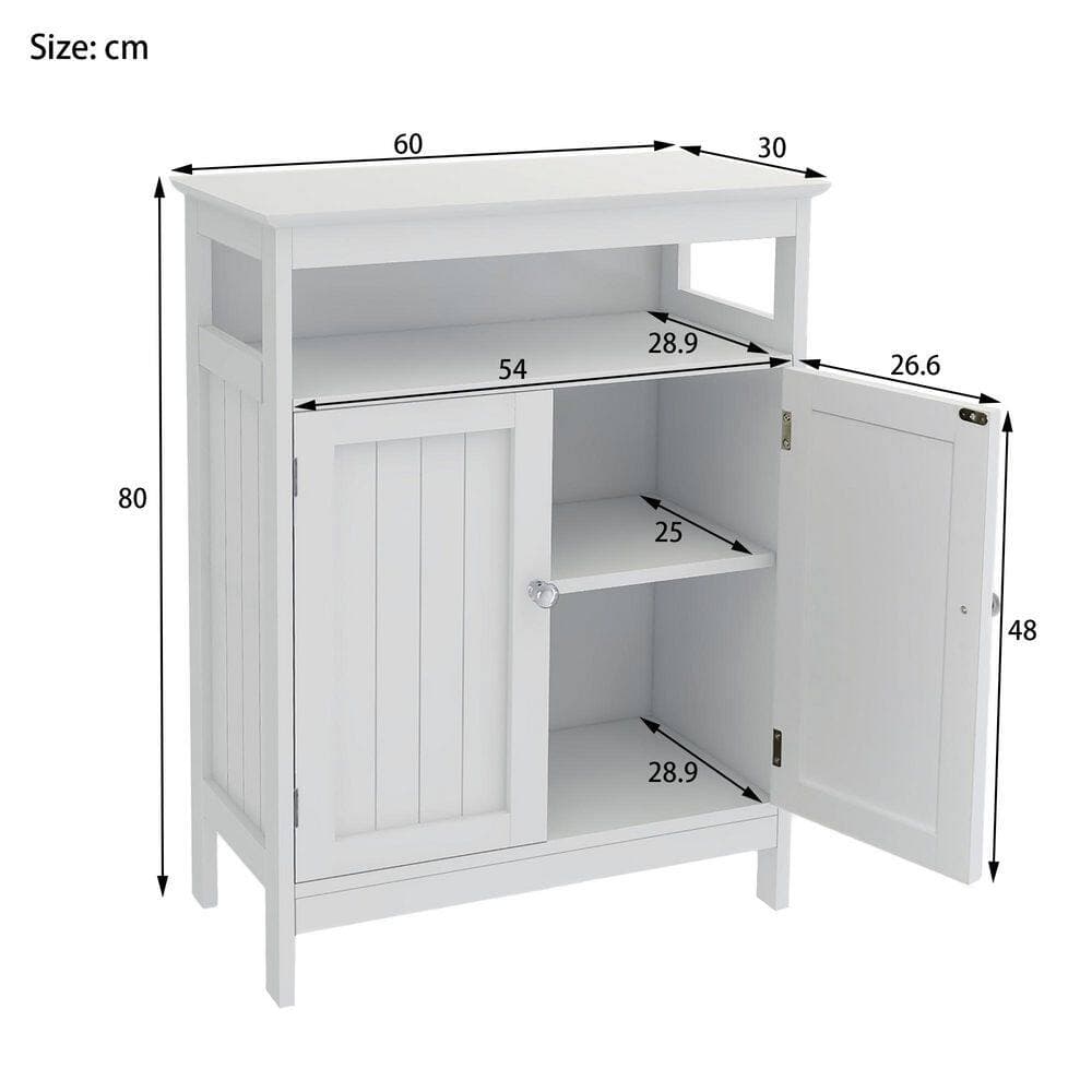 SANFANGIE CL 23.62 in. W x 11.81 in. D x 31.49 in. H White MDF Freestanding Linen Cabinet with Double Doors (2)