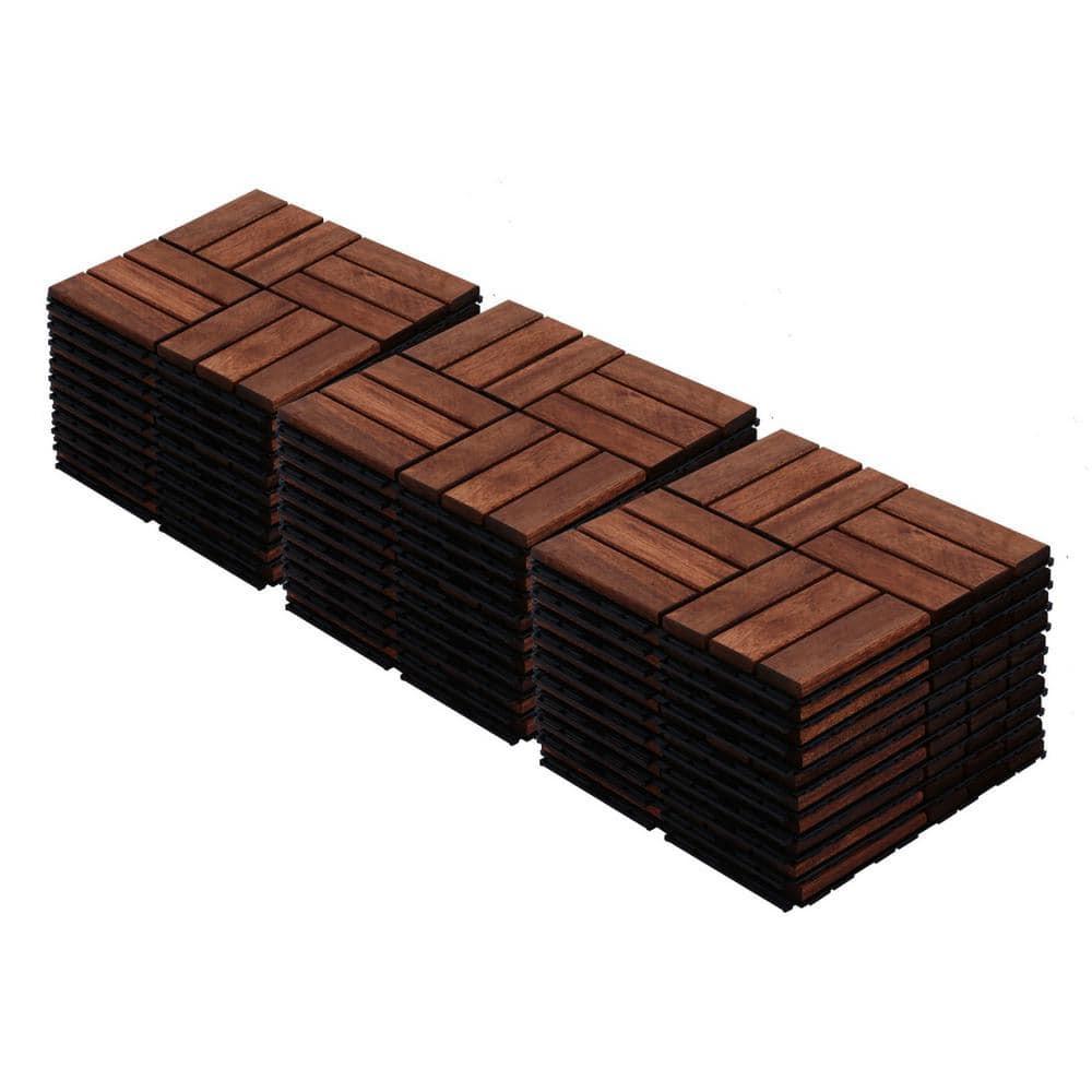 Tidoin Outdoor 1 ft. x 1 ft. Acacia Wood Deck Tile in Brown (30 Per Box) (1)