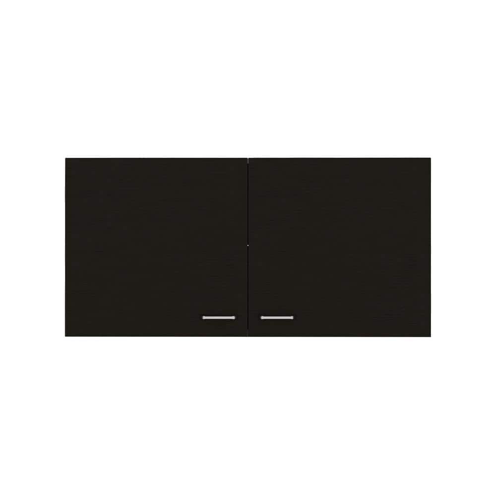 Tenleaf 39.37 in. W x 12.59 in. D x 19.29 in. H Bathroom Storage Wall Cabinet in Black with Two Shelves, Double Door (1)