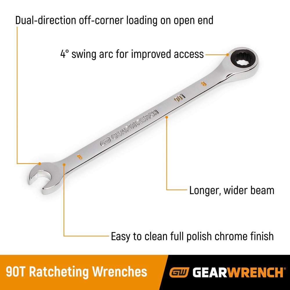 GEARWRENCH SAE/Metric 90-Tooth Combination Ratcheting Wrench Set with Case (18-Piece) (2)