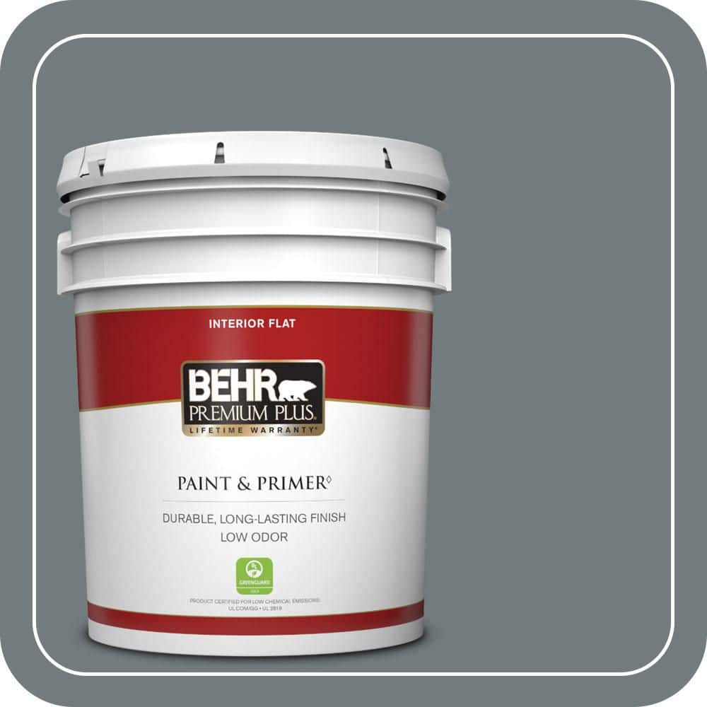 BEHR PREMIUM PLUS 5 gal. #PPU25-19 Ocean Swell Flat Low Odor Interior Paint & Primer